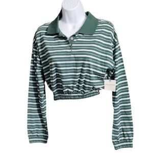 Arizona Jean Company NWT Green, Blue, and White Striped Crop Top